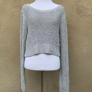 grey cropped knit sweater